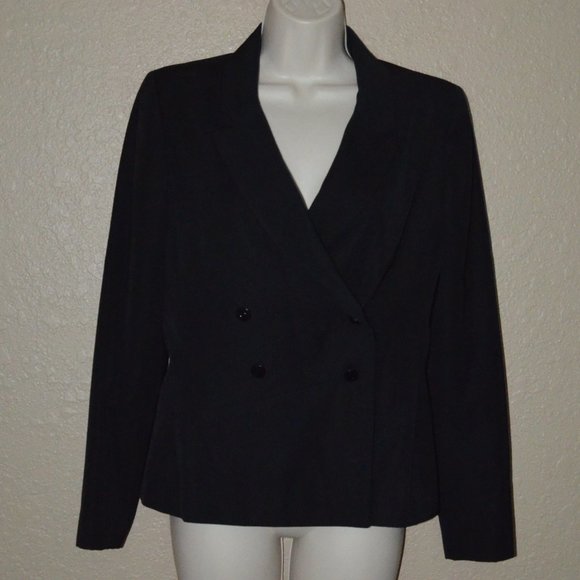 Sz 36 4 Chanel Black Wool Double Breasted Blazer